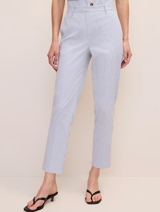 Ann Taylor Factory Pants - Ann Taylor Factory Blue & White Pinstripe Cropped Pants - Size 12